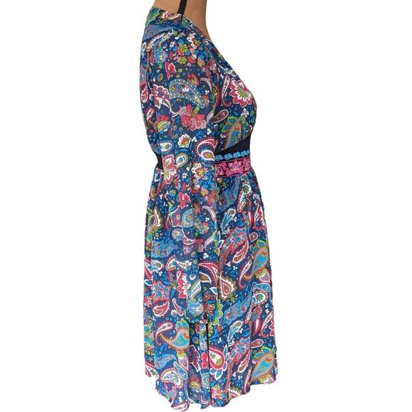 Flying Tomato Small Dirndl Dress Dark Floral Paisley Embroidered Whimsygoth - Picture 4 of 13